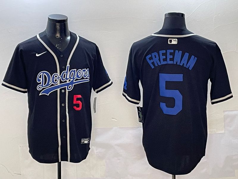 Men Los Angeles Dodgers 5 Freeman Black Fashion Game 2025 Nike MLB Jersey style 6